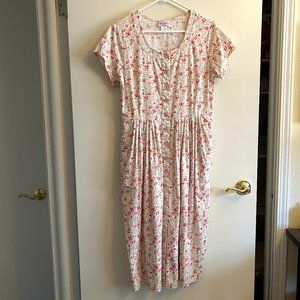 Lanz of Salzburg Pink Floral Cotton Dress Women Medium